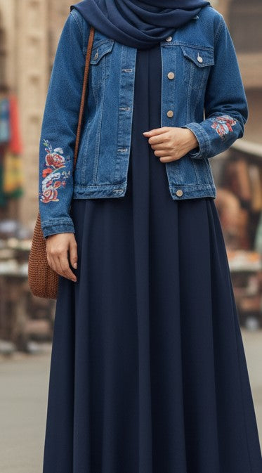 Stylish Blue Cropped Denim Jacket – Casual & Trendy Look