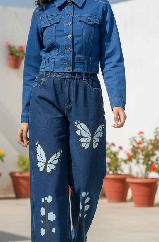 Stylish Blue Cropped Denim Jacket – Casual & Trendy Look