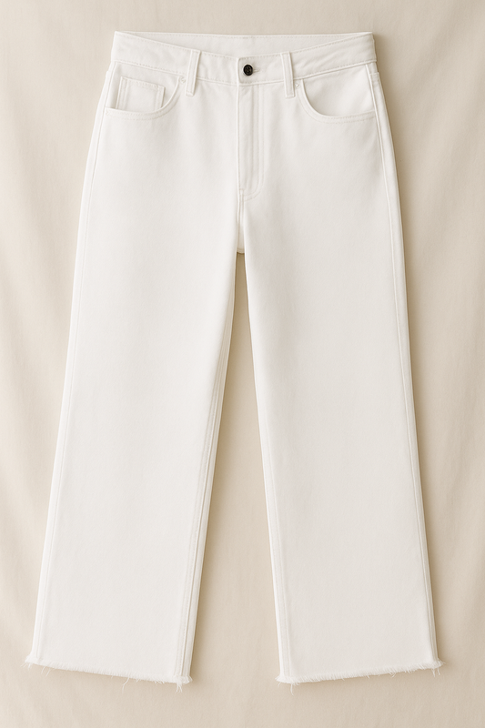 Women’s Baggy Jeans –  Flapper Style | Plazo Wide Leg High Waist Pants White Color