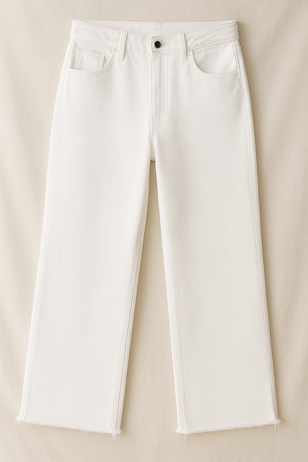 Women’s Baggy Jeans –  Flapper Style | Plazo Wide Leg High Waist Pants White Color