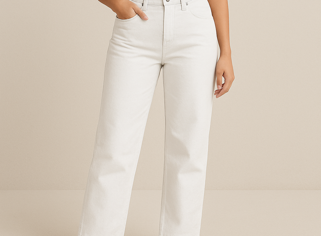 Women’s Baggy Jeans –  Flapper Style | Plazo Wide Leg High Waist Pants White Color