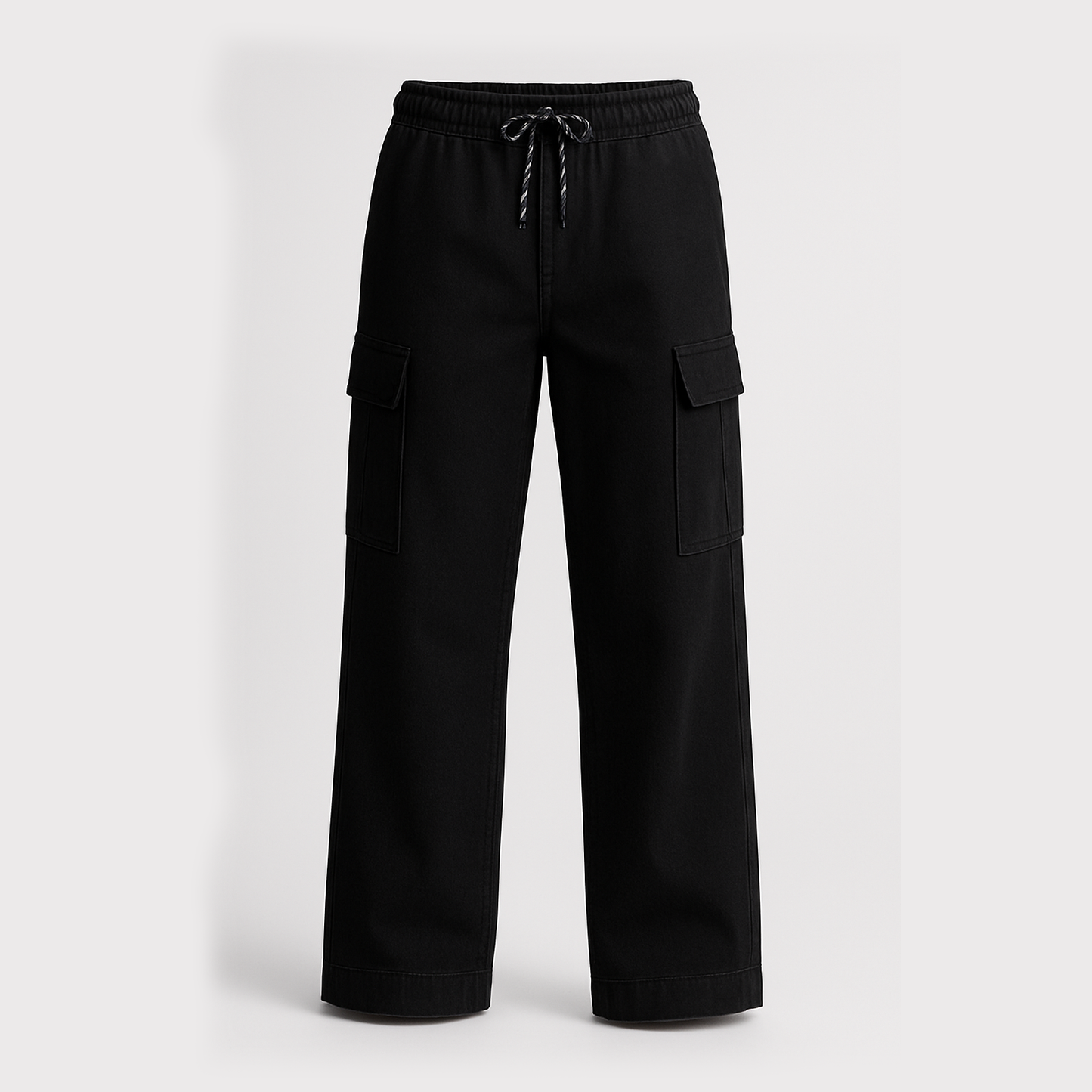 Women’s Cargo Jeans – Flapper Style | Wide Leg High Waist Pants Black color