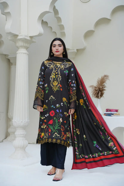 3 Piece - Embroidered Bana Doria Suit