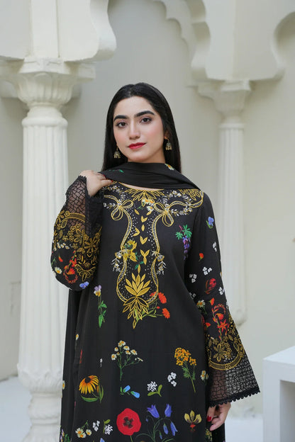 3 Piece - Embroidered Bana Doria Suit