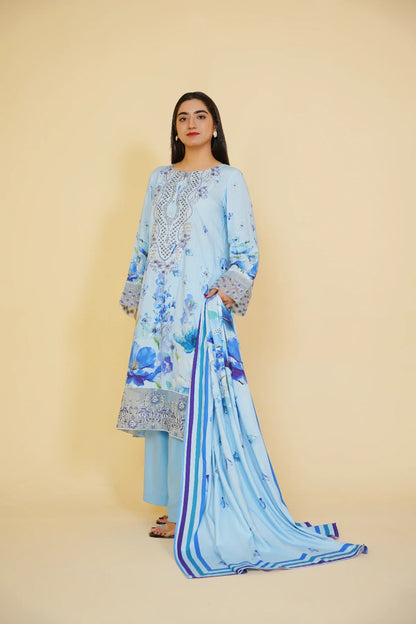 3 Piece - Embroidered Bana Doria Suit