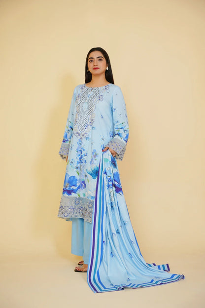 3 Piece - Embroidered Bana Doria Suit