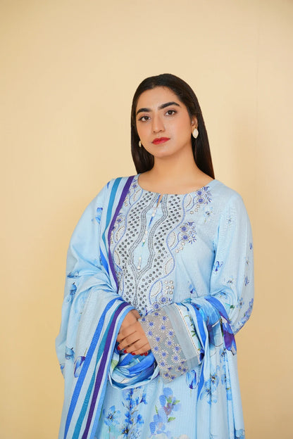 3 Piece - Embroidered Bana Doria Suit