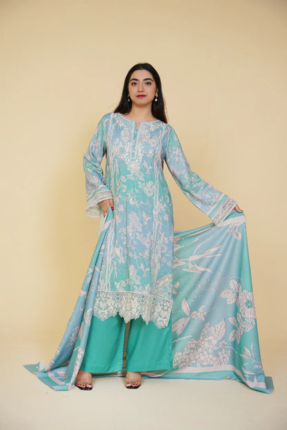 3 Piece - Embroidered Bana Doria Suit