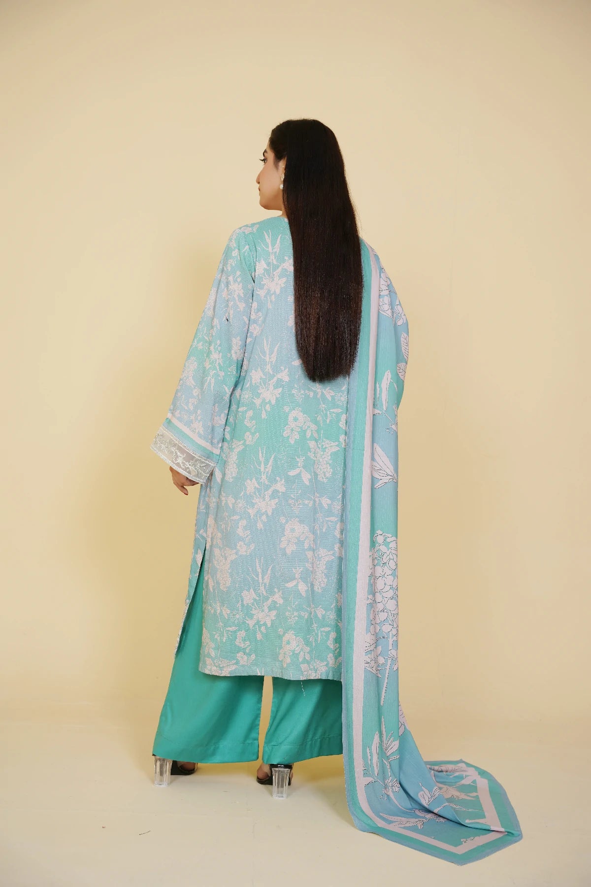 3 Piece - Embroidered Bana Doria Suit