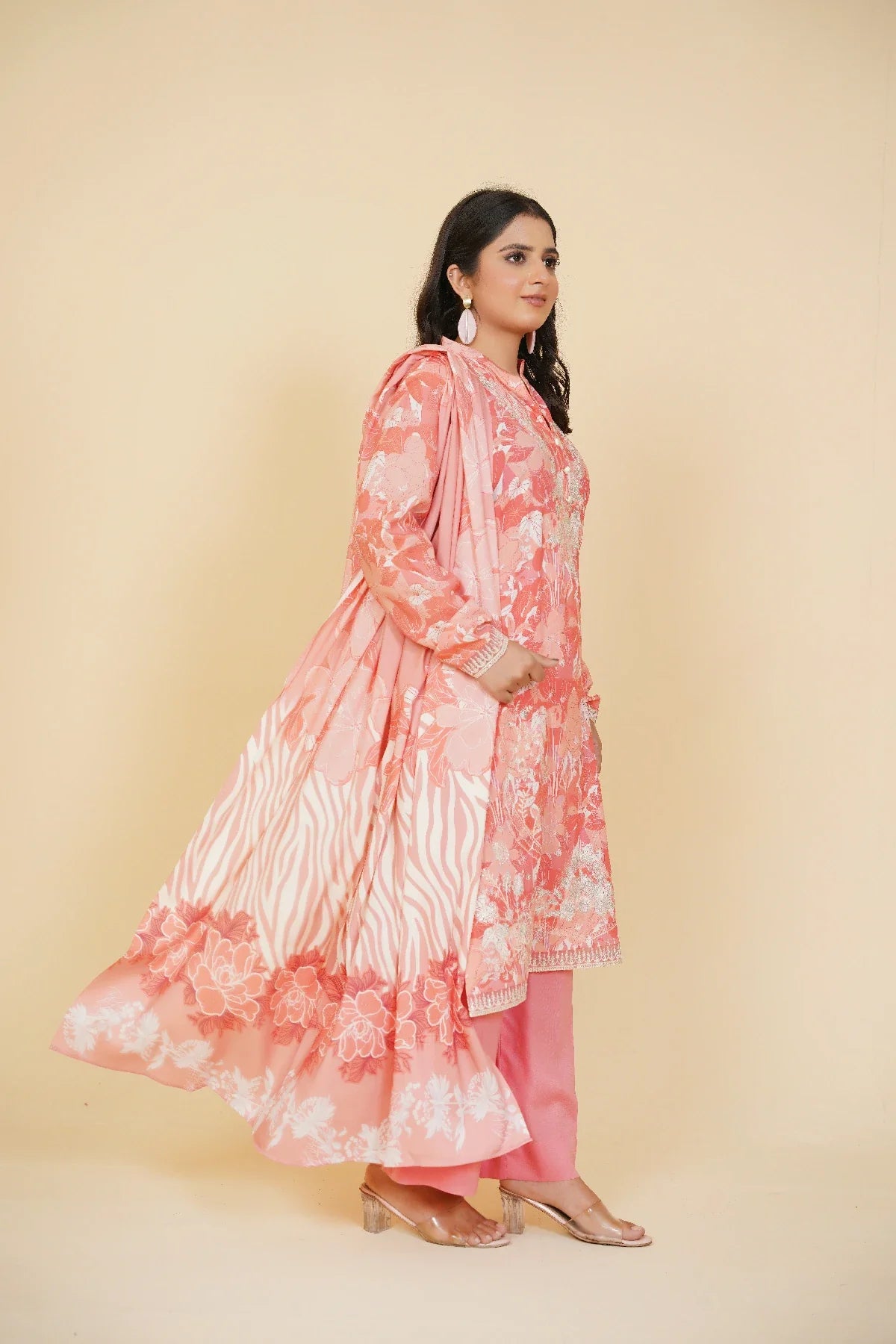 3 Piece - Embroidered Bana Doria Suit