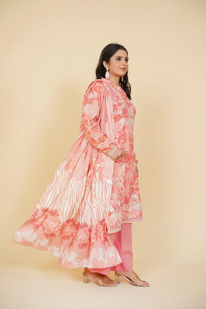 3 Piece - Embroidered Bana Doria Suit