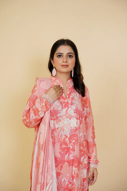 3 Piece - Embroidered Bana Doria Suit