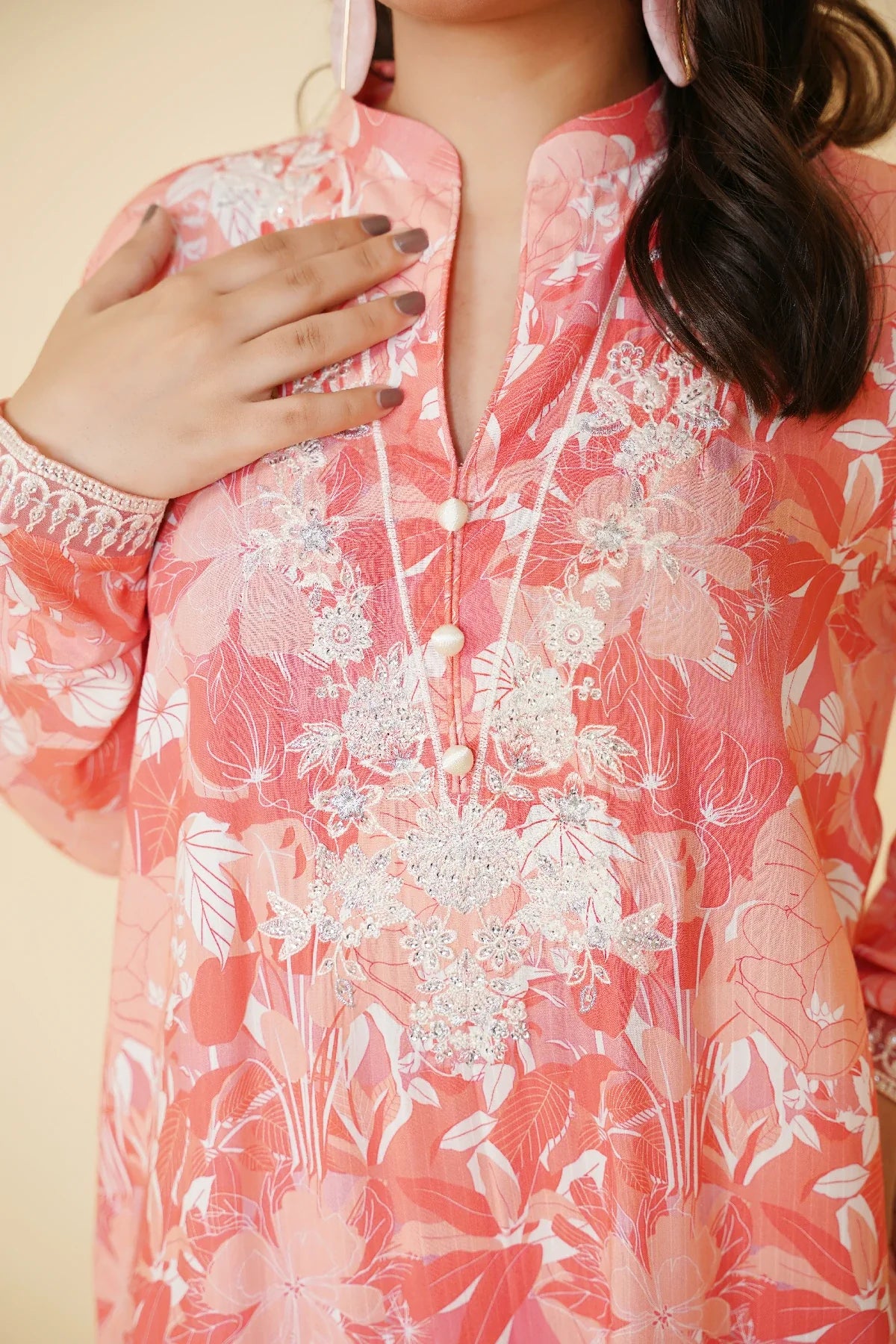 3 Piece - Embroidered Bana Doria Suit