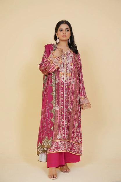 3 Piece - Embroidered Bana Doria Suit