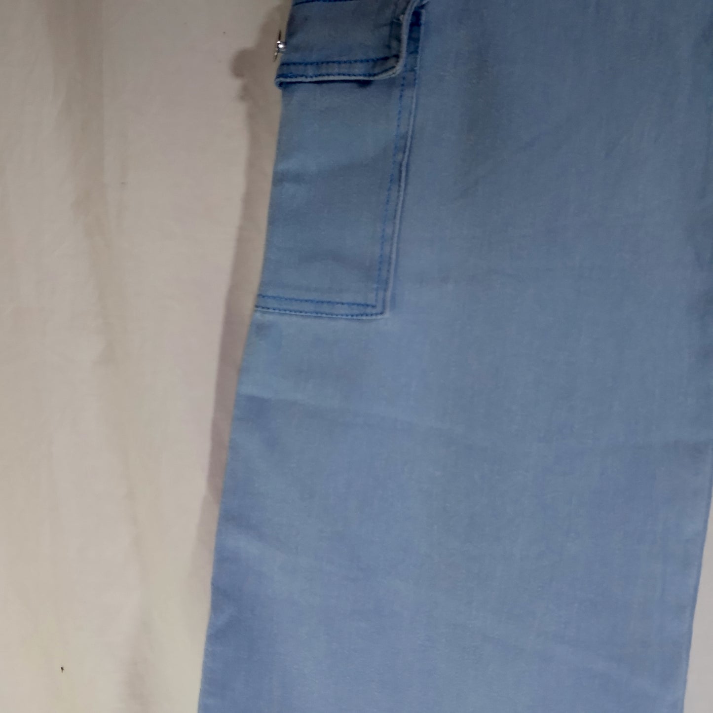 Women’s Cargo Jeans – light Blue Flapper Style | Wide Leg High Waist Pants