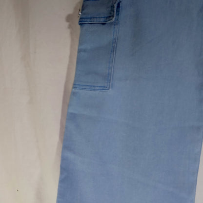 Women’s Cargo Jeans – light Blue Flapper Style | Wide Leg High Waist Pants