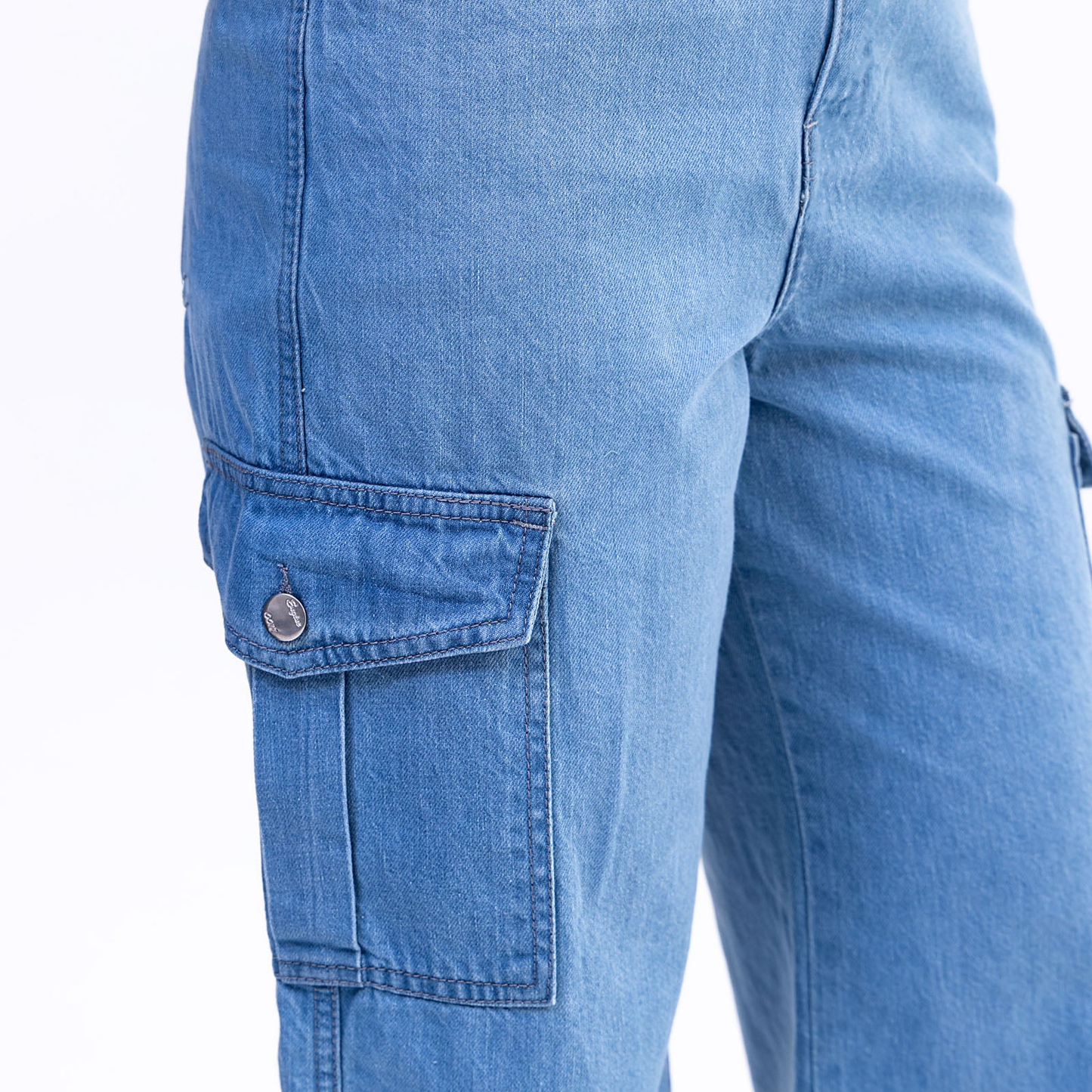 Women’s Cargo Jeans – Dark Blue Flapper Style | Wide Leg High Waist Pants