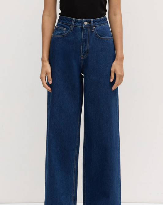 Blue Wide-Leg Baggy Jeans for Ladies | High Waist & Export Quality