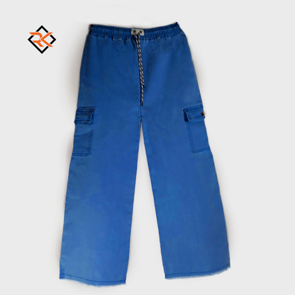 Women’s Cargo Jeans – Dark Blue Flapper Style | Wide Leg High Waist Pants